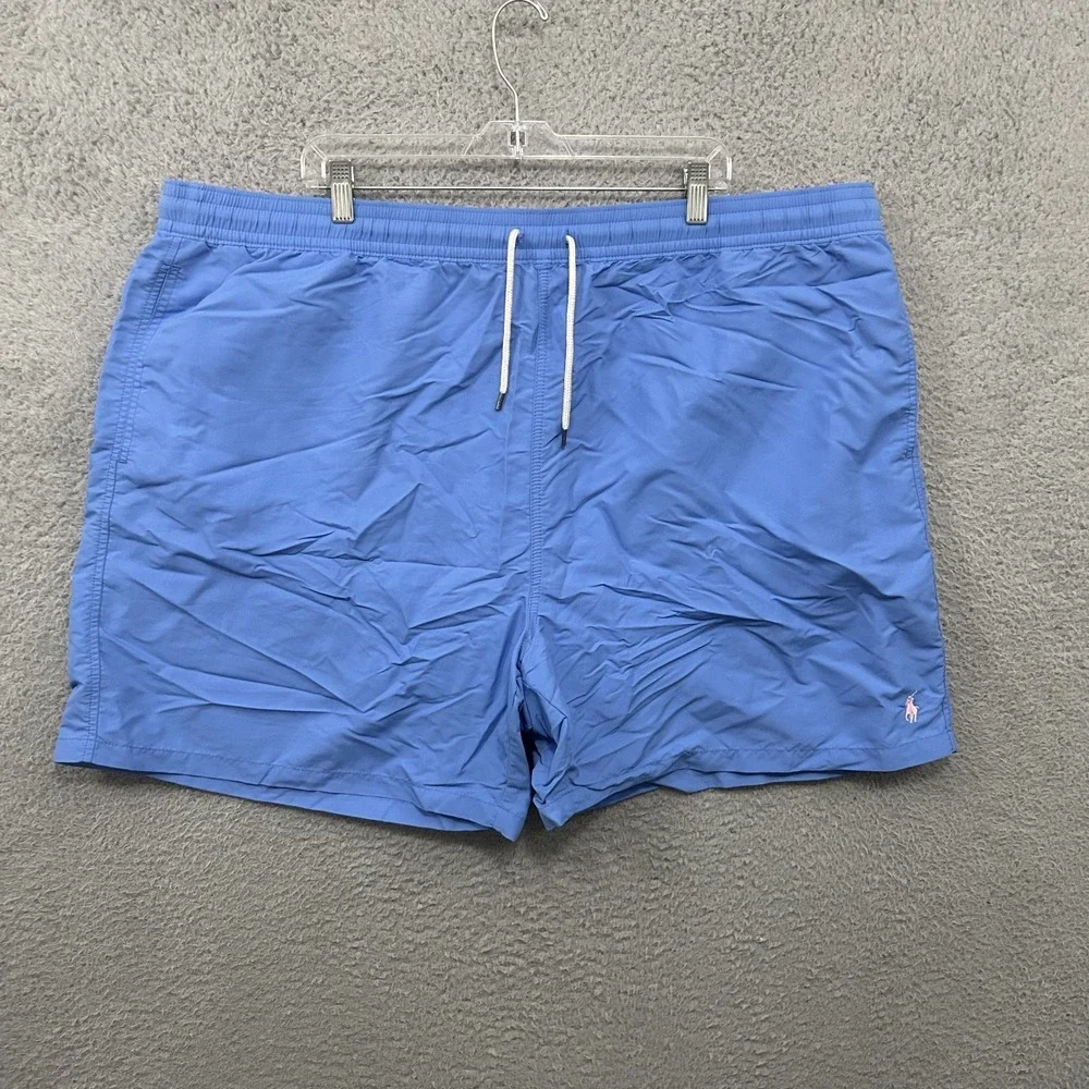 Polo‎ Ralph Lauren Shorts Mens 4XB Big Blue Swim Trunks Board Surf Pony Lined